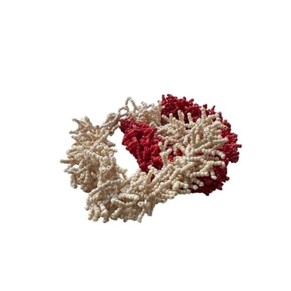 Nautical Coral-Inspired Beaded Bracelets Design Red & Cream Handmade - Picture 4 of 10